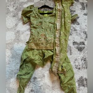 Olive green punjabi chudidar for kids